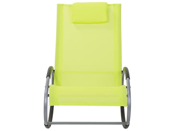 Liggestol Grøn Polyester Grå Metal 88 x 107 x 62 Solseng med Gynge Pude Funktion Understel Have Terrasse Udendørs Altan Indretning Tilbehør