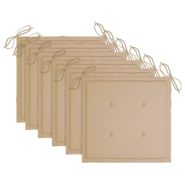 vidaXL Trädgårdsstolar 6 st med beige dynor massiv teak