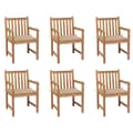 Miniatyrbild 1 av 10: vidaXL Trädgårdsstolar 6 st med beige dynor massiv teak