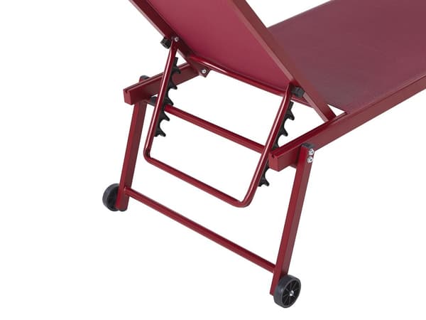 Havestol Rød Aluminium 198 x 61 cm Justerbar Nakkestøtte med Hjul til Gårdhave