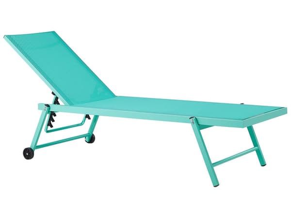 Havestol Turkis Aluminium 198 x 61 cm Justerbar Nakkestøtte med Hjul til Gårdhave