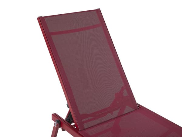 Aurinkotuoli punainen metallinen 198 x 61 cm säädettävä selkänoja