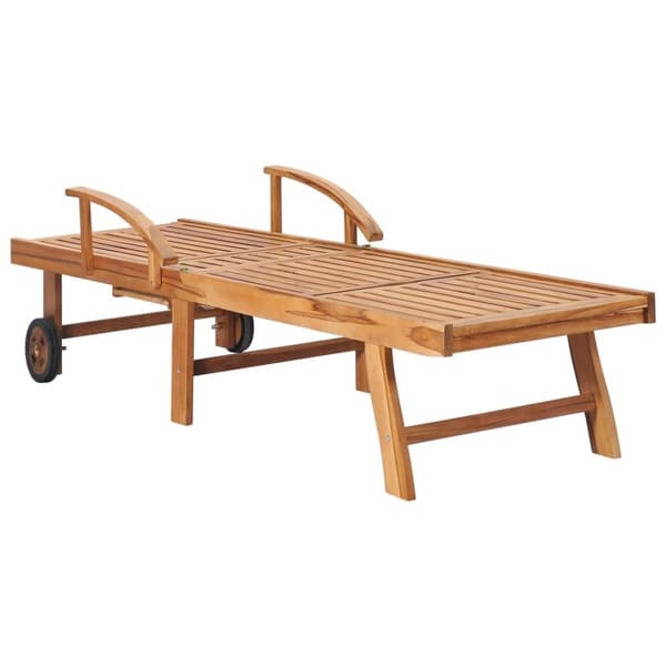 vidaXL Solsäng 2 st med bord och dyna massiv teak