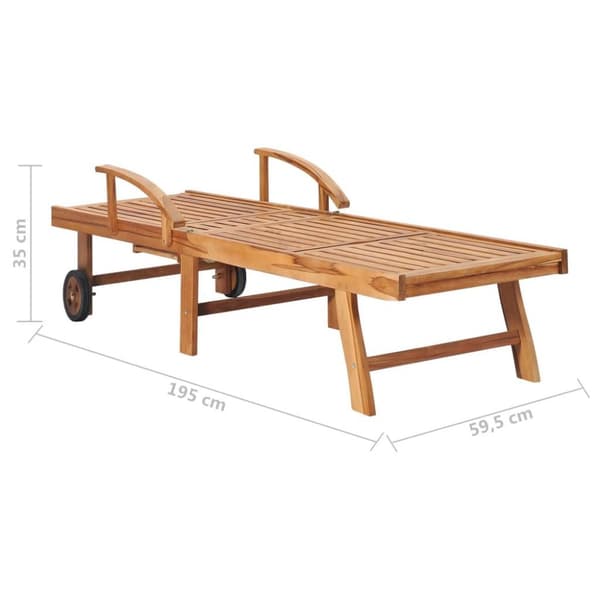 vidaXL Solsäng 2 st med bord och dyna massiv teak