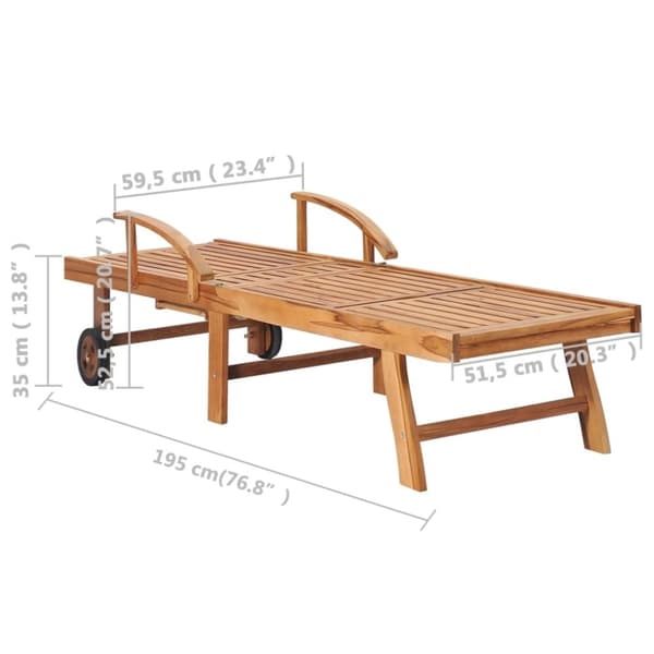 vidaXL Solsäng 2 st med bord och dyna massiv teak
