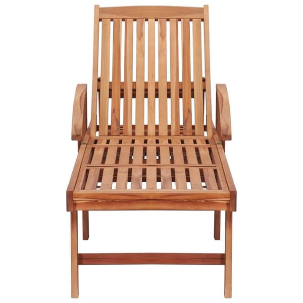 vidaXL Solsäng 2 st med grårutig dyna massiv teak