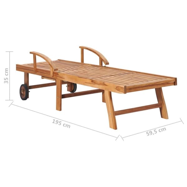 vidaXL Solsäng 2 st med bord och dyna massiv teak
