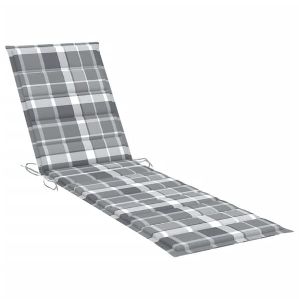 vidaXL liggestol 2 stk. med gråternet hynde massivt teaktræ