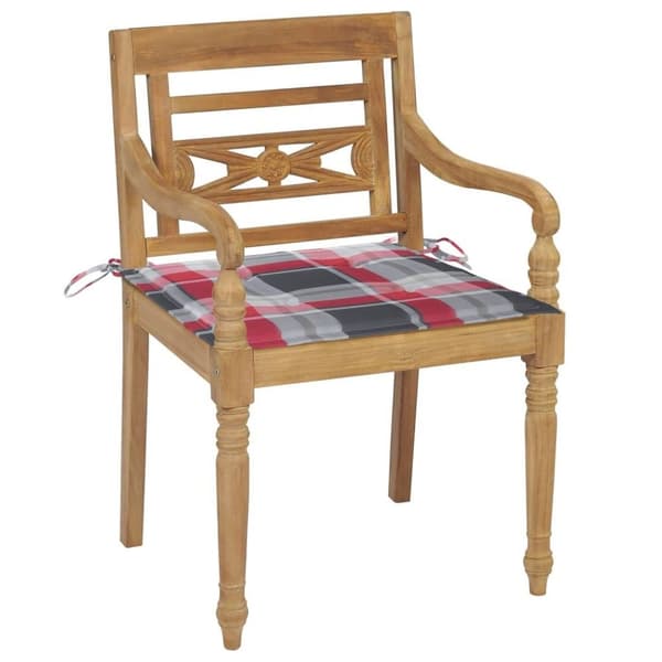 vidaXL Bataviastolar med dynor 8 st massiv teak