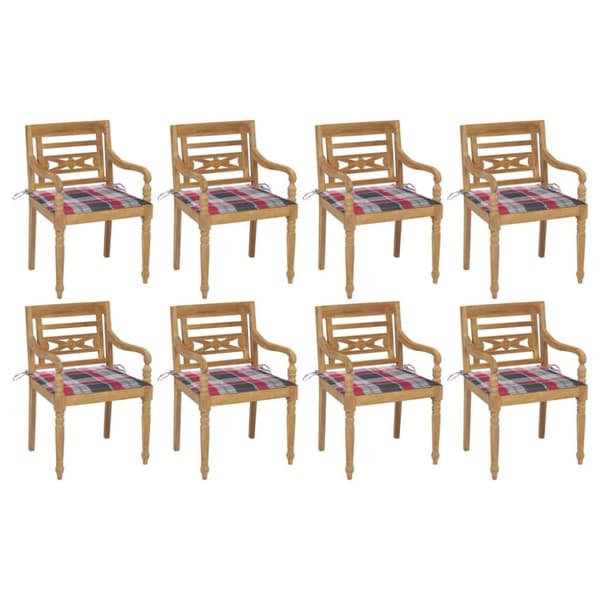 vidaXL Bataviastolar med dynor 8 st massiv teak