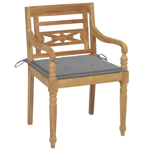 vidaXL Bataviastolar med dynor 4 st massiv teak