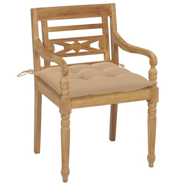 vidaXL Bataviastolar med dynor 8 st massiv teak