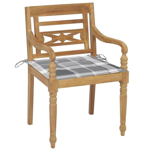 vidaXL Bataviastolar med dynor 4 st massiv teak
