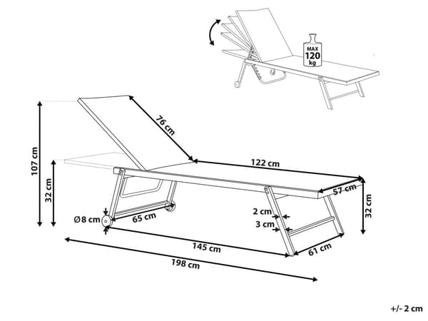 Solsäng Vit Syntetiskt Säte Aluminiumram 198 x 61 cm Justerbart Ryggstöd Patio Trädgård
