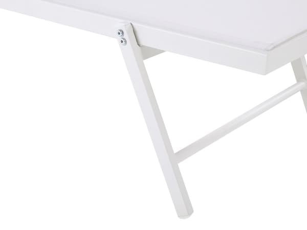 Solsäng Vit Syntetiskt Säte Aluminiumram 198 x 61 cm Justerbart Ryggstöd Patio Trädgård