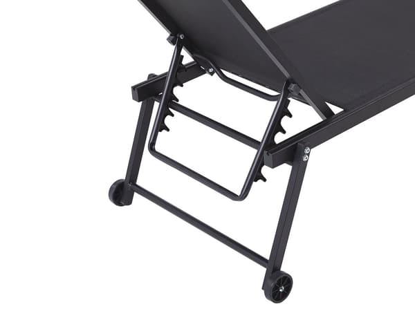 Solsäng Svart Syntetiskt Säte Aluminiumram 198 x 61 cm Justerbart Ryggstöd Patio Trädgård