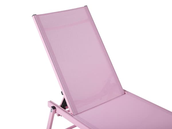 Solsäng Rosa Syntetiskt Säte Aluminiumram 198 x 61 cm Justerbart Ryggstöd Patio Trädgård