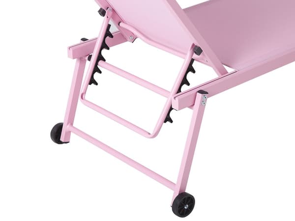 Solsäng Rosa Syntetiskt Säte Aluminiumram 198 x 61 cm Justerbart Ryggstöd Patio Trädgård