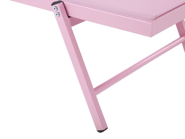 Solsäng Rosa Syntetiskt Säte Aluminiumram 198 x 61 cm Justerbart Ryggstöd Patio Trädgård