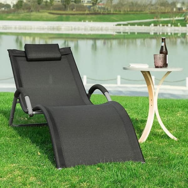 SoBuy liggestol, Solvogn, Relaxstol, sort, Standkapacitet: 100 kg, OGS38-SCH