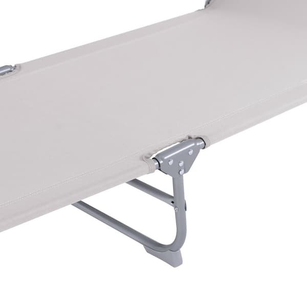 SoBuy Sammenklappelig Solseng med Nakkepude & Justerbar Solskærm – Til Terrasse & Have | Beige OGS48-MI