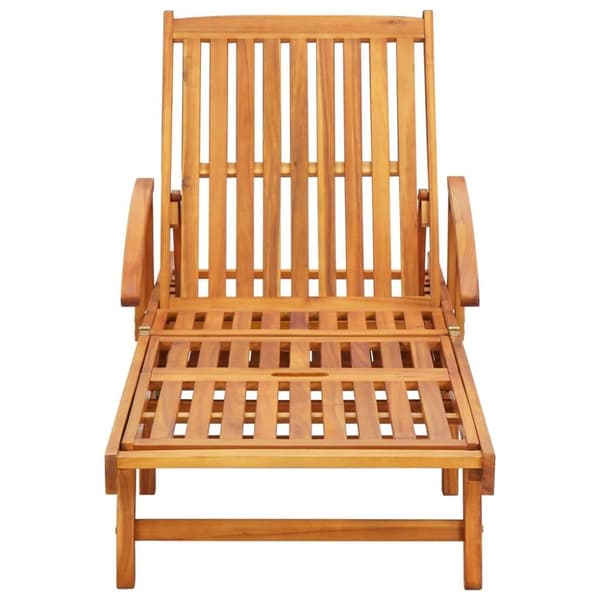 vidaXL Solsängar 2 st med bord och dynor massivt akaciaträ