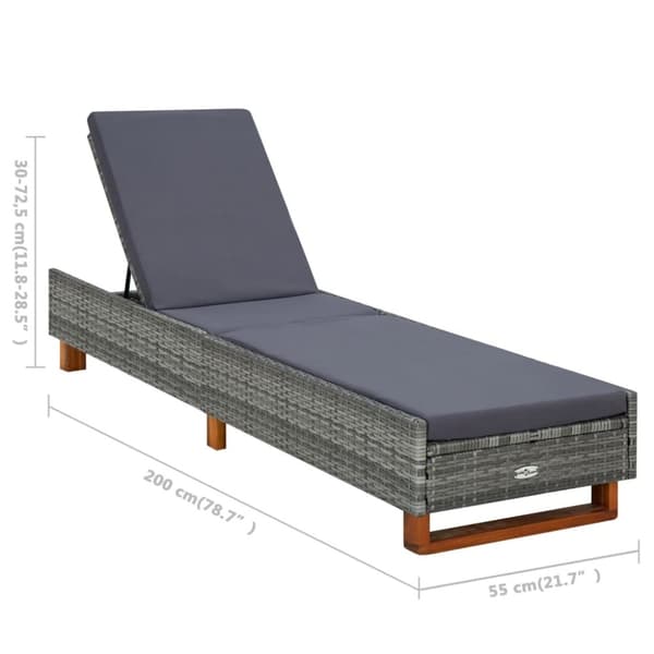 vidaXL liggestol med hynde polyrattan grå