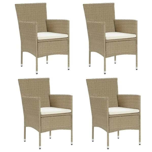 vidaXL spisebordsstole til haven 4 stk. polyrattan beige