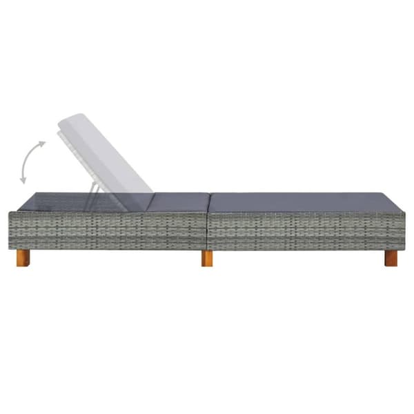 vidaXL liggestol med hynde polyrattan grå