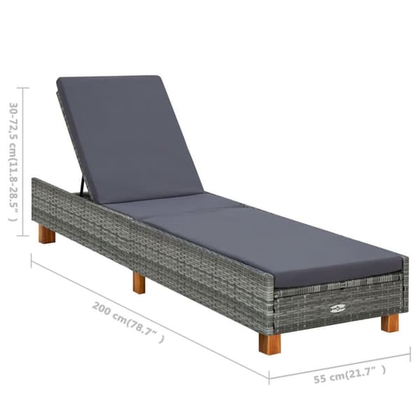 vidaXL liggestol med hynde polyrattan grå
