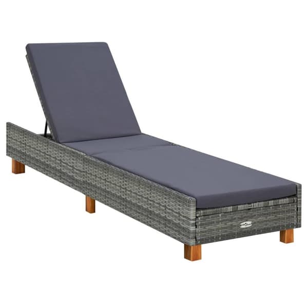 vidaXL liggestol med hynde polyrattan grå