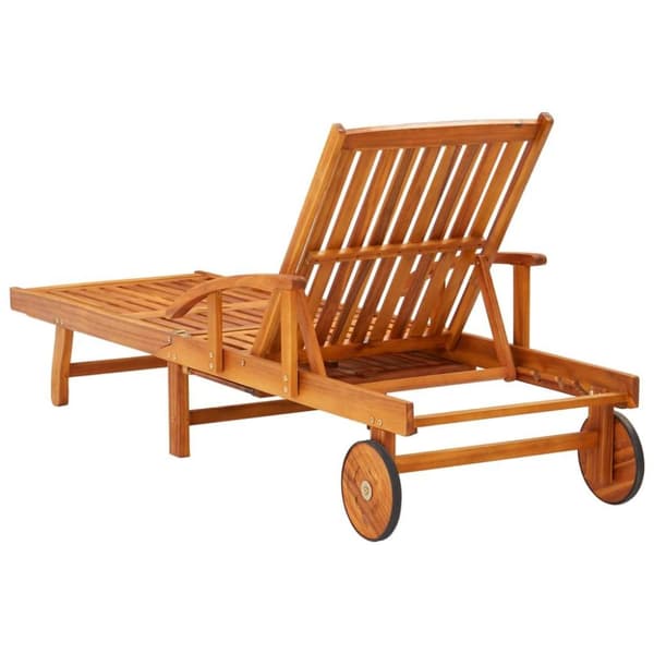 vidaXL Solsäng med bord och dyna massivt akaciaträ
