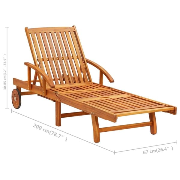 vidaXL Solsäng med bord och dyna massivt akaciaträ