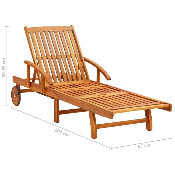 vidaXL Solsäng med bord och dyna massivt akaciaträ
