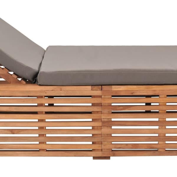 vidaXL Solsäng med mörkgrå dyna massiv teak