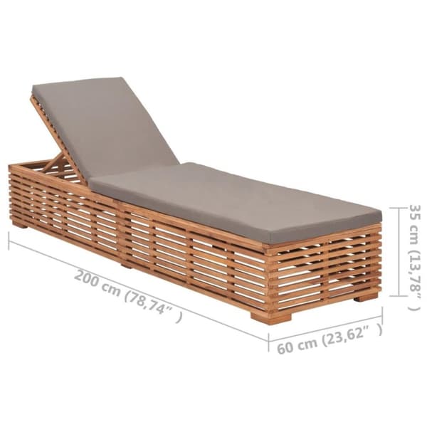 vidaXL Solsäng med mörkgrå dyna massiv teak