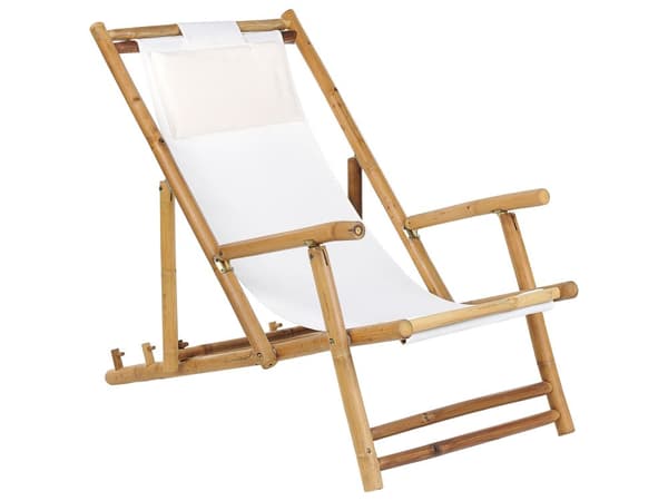 Sæt med 2 Have Solstole Naturligt Bambustræ Sammenfoldelige Strandstole