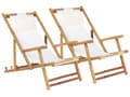 Pikkukuva 1 / 7: Aurinkotuoli vaalea puu/beige bambua taitettava 2 kpl perinteinen tyyli