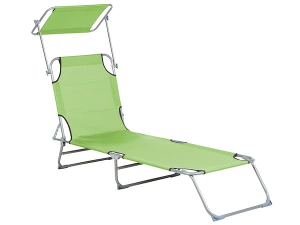 Trädgård Solsäng Limegrön Stålram Hopfällbart Ryggstöd Avtagbart Tak Rostbeständig Uteplats Terrass Modern Design