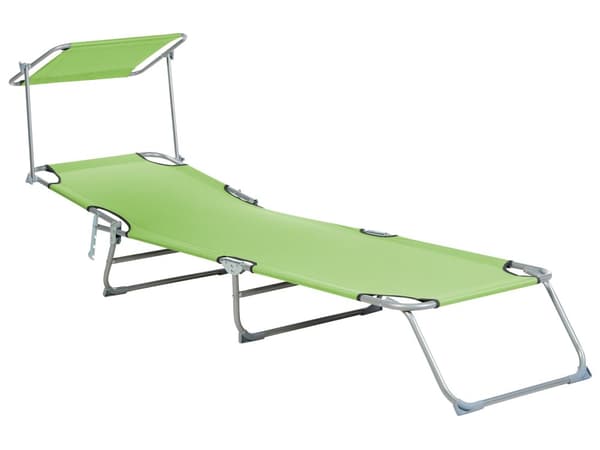 Trädgård Solsäng Limegrön Stålram Hopfällbart Ryggstöd Avtagbart Tak Rostbeständig Uteplats Terrass Modern Design