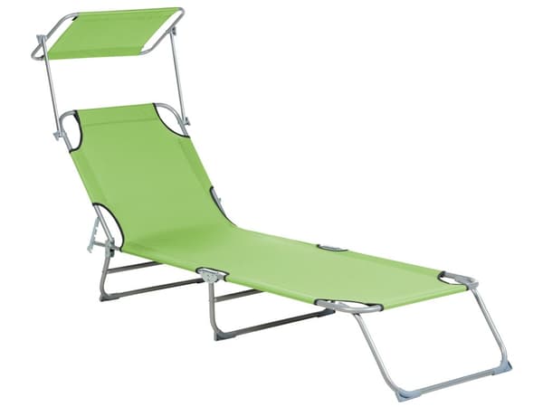 Trädgård Solsäng Limegrön Stålram Hopfällbart Ryggstöd Avtagbart Tak Rostbeständig Uteplats Terrass Modern Design
