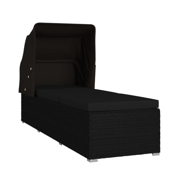 vidaXL liggestol med baldakin og hynde polyrattan sort