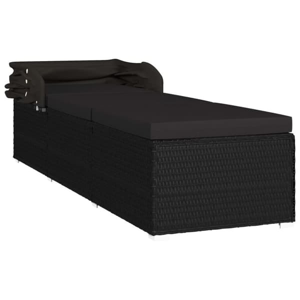 vidaXL liggestol med baldakin og hynde polyrattan sort