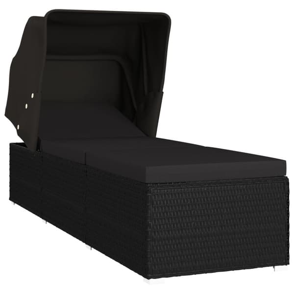 vidaXL liggestol med baldakin og hynde polyrattan sort