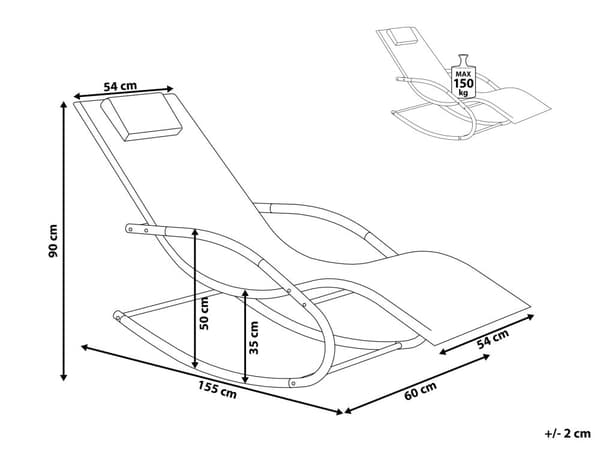 Solseng sort 63 x 84 x 149 cm stål tekstilfiber svinghynde UV-bestandig udendørs