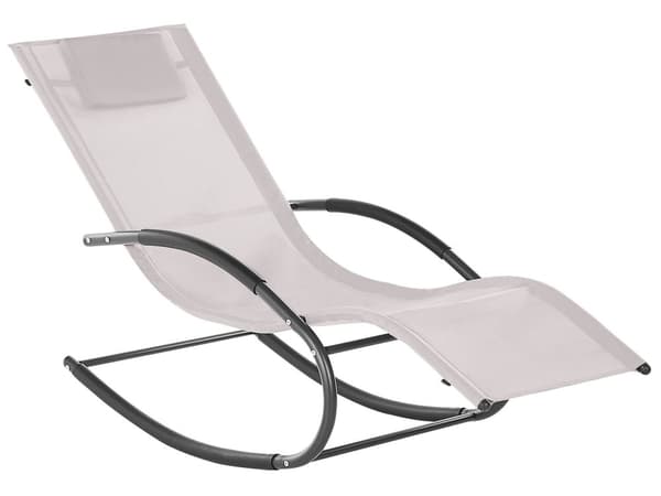 Aurinkotuoli beige 60 x 90 x 155 cm teräs tekstiilikuitu keinuva tyyny UV-kestävä
