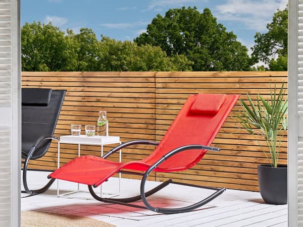 Aurinkotuoli punainen 60 x 90 x 155 cm teräs tekstiilikuitu keinuva tyyny UV-kestävä