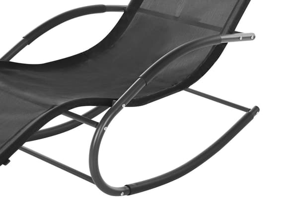 Aurinkotuoli musta 60 x 90 x 155 cm teräs tekstiilikuitu keinuva tyyny UV-kestävä