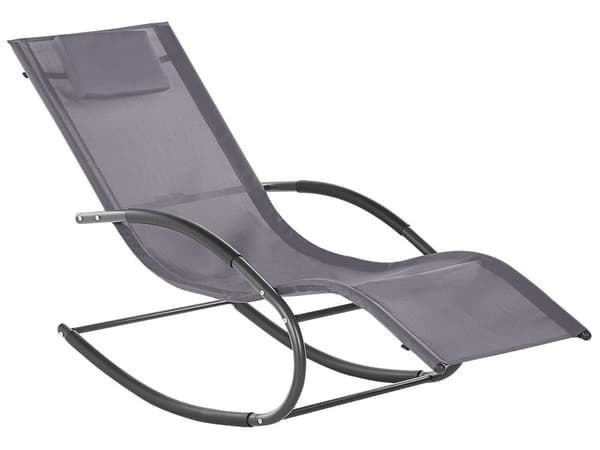 Aurinkotuoli harmaa 60 x 90 x 155 cm teräs tekstiilikuitu keinuva tyyny UV-kestävä