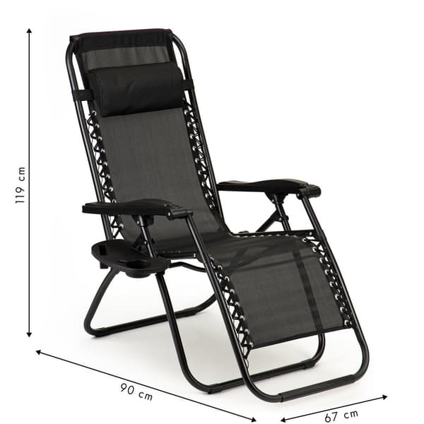 Solsäng - Trädgårdsstol svart - Zero gravity - Justerbar